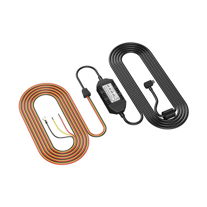 VIOFO HK3 hardwire kit showing Micro-USB cable and wiring bundle for dash cam