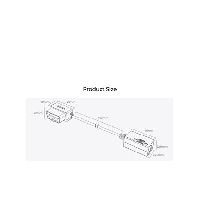 VIOFO OP100 hardwire kit technical size diagram showing dimensions in millimeters