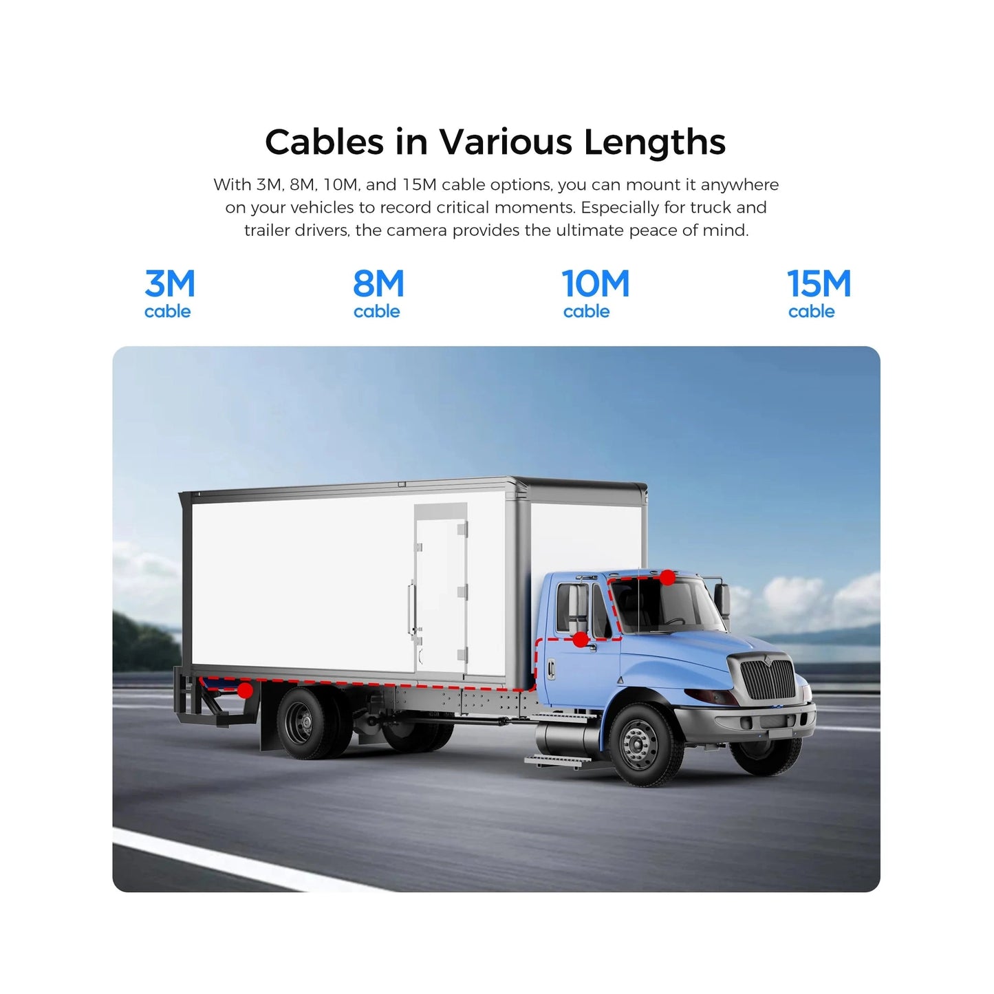 VIOFO RWC400 long cable options for truck and trailer mounting