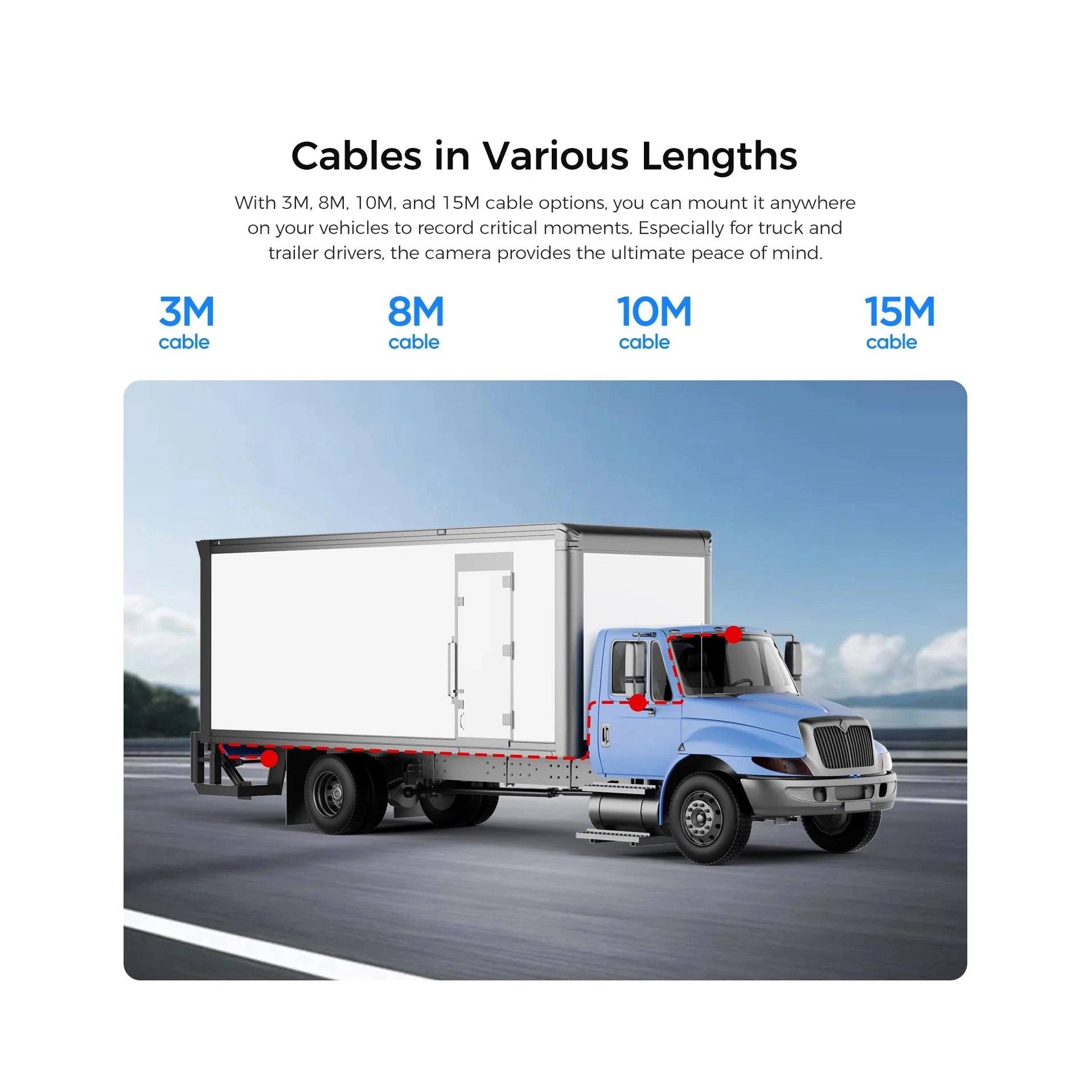 VIOFO RWC400 long cable options for truck and trailer mounting