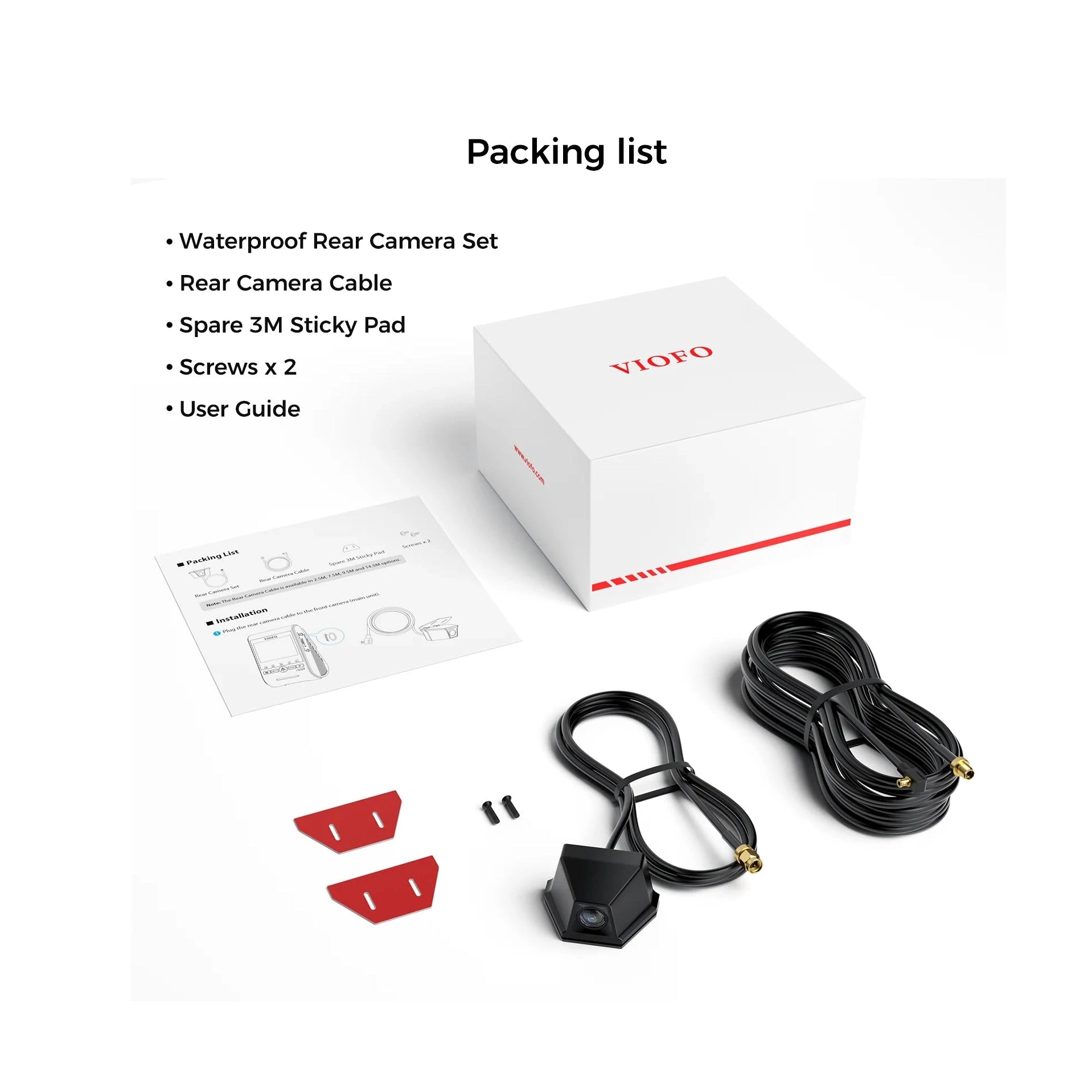 VIOFO RWC400 box contents waterproof rear camera set cables