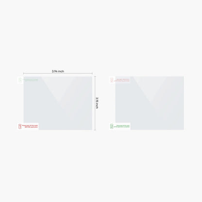 VIOFO static windshield sticker diagram showing peel-off mask instructions for residue-free dash cam mounting