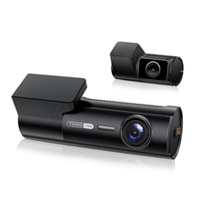 VIOFO T330 screenless dual channel dash cam front unit and square rear camera side by side