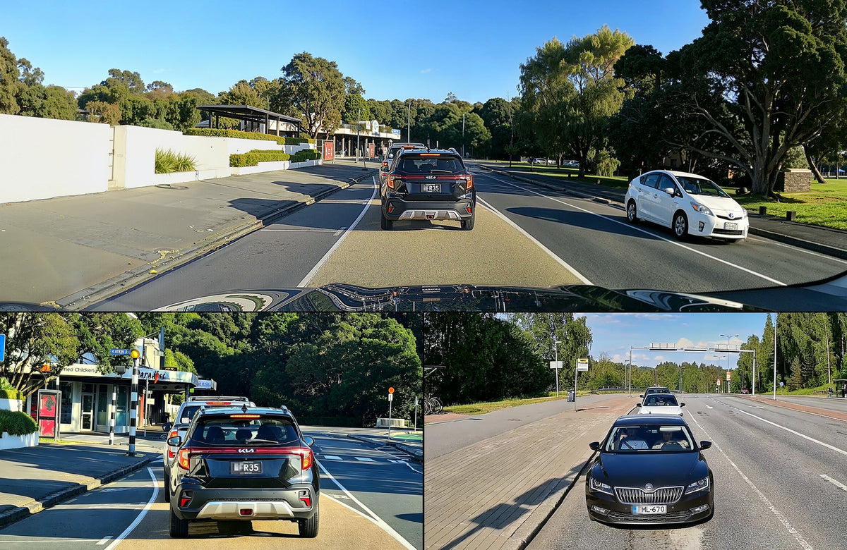 VIOFO T330T dash cam capturing clear license plates with 4K front and 2K zoom telephoto views