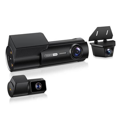 VIOFO T330TW 3-channel dash cam with 4K front, telephoto cabin, and waterproof rear camera