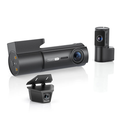 VIOFO T340TW 4CH dash cam product kit including main unit, cabin and rear cameras