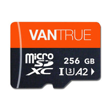 Vantrue 256GB orange and black microSDXC card with U3 A2 high endurance for dash cam