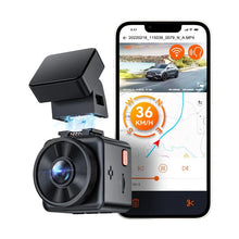 Vantrue E1 Lite dash cam showing Wi-Fi live feed on smartphone with GPS speed overlay
