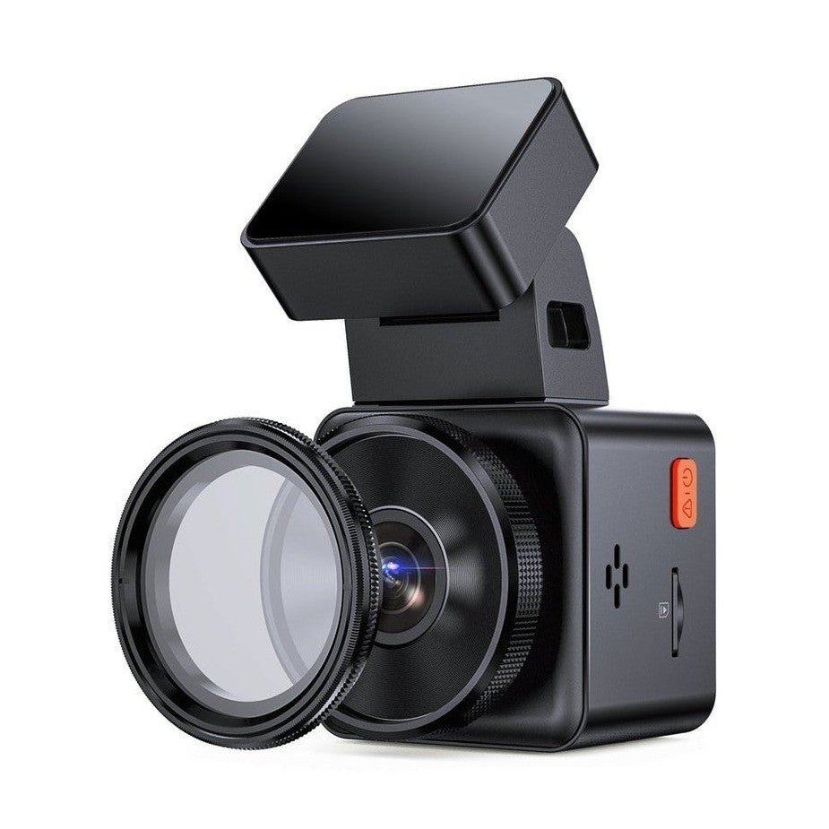 Vantrue E1 Pro 4K dash cam with detachable lens filter and microSD slot