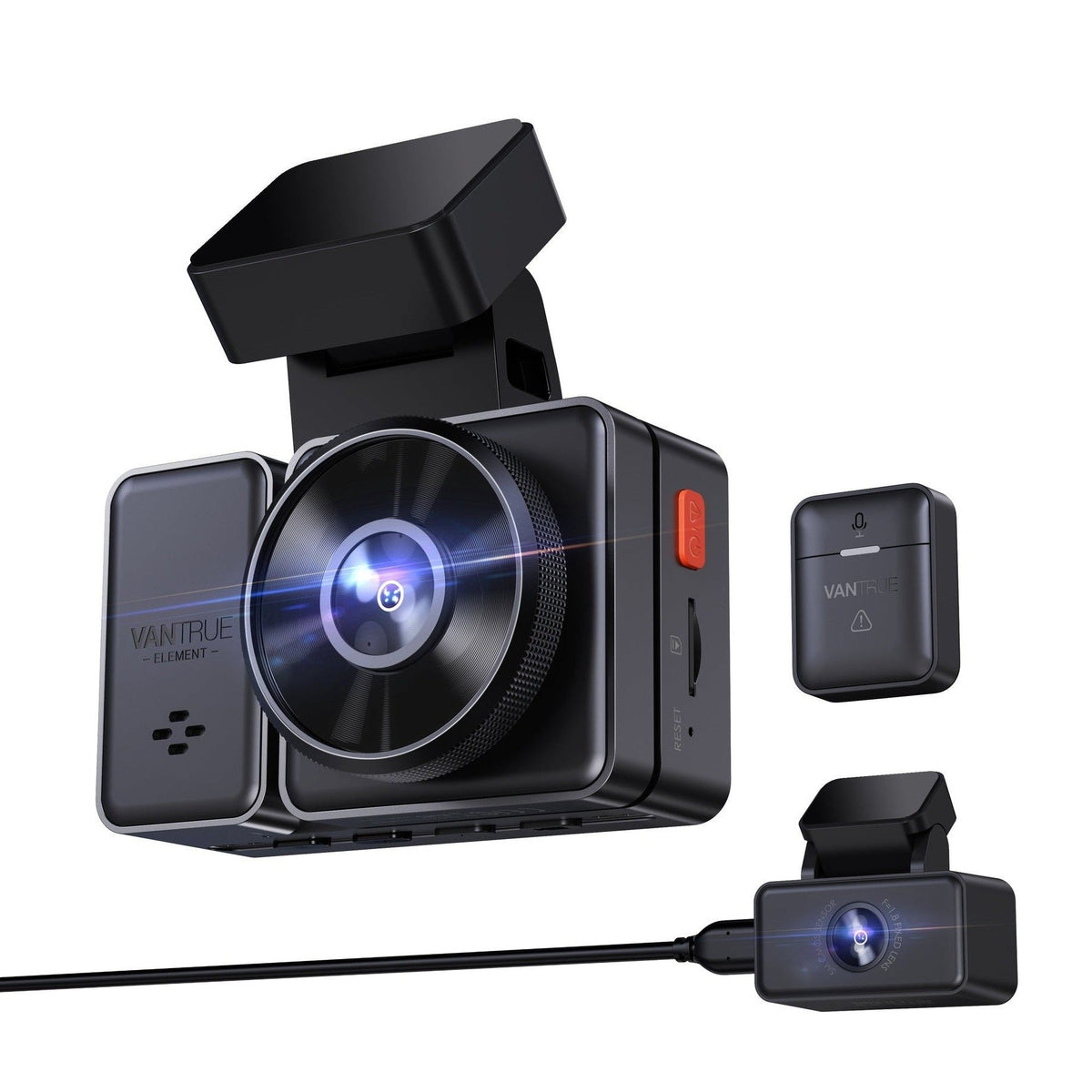 Vantrue Element 2 dash cam kit including wireless hotkey and rear camera mount