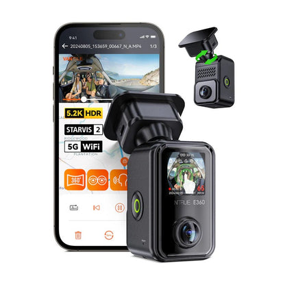 Vantrue E360 2-CH Front+Cabin Dash Cam - 5.2K 360° Sony STARVIS 2
