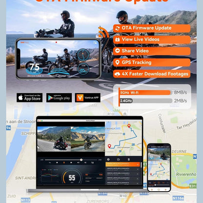 Vantrue Falcon F1 GPS tracking and OTA firmware update mobile app