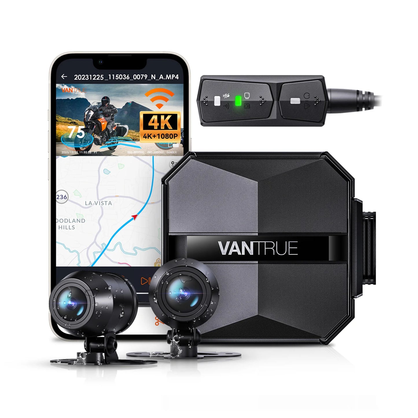 Vantrue Falcon F1 2-CH Front+Rear Dash Cam – 4K+1080P Wi-Fi GPS