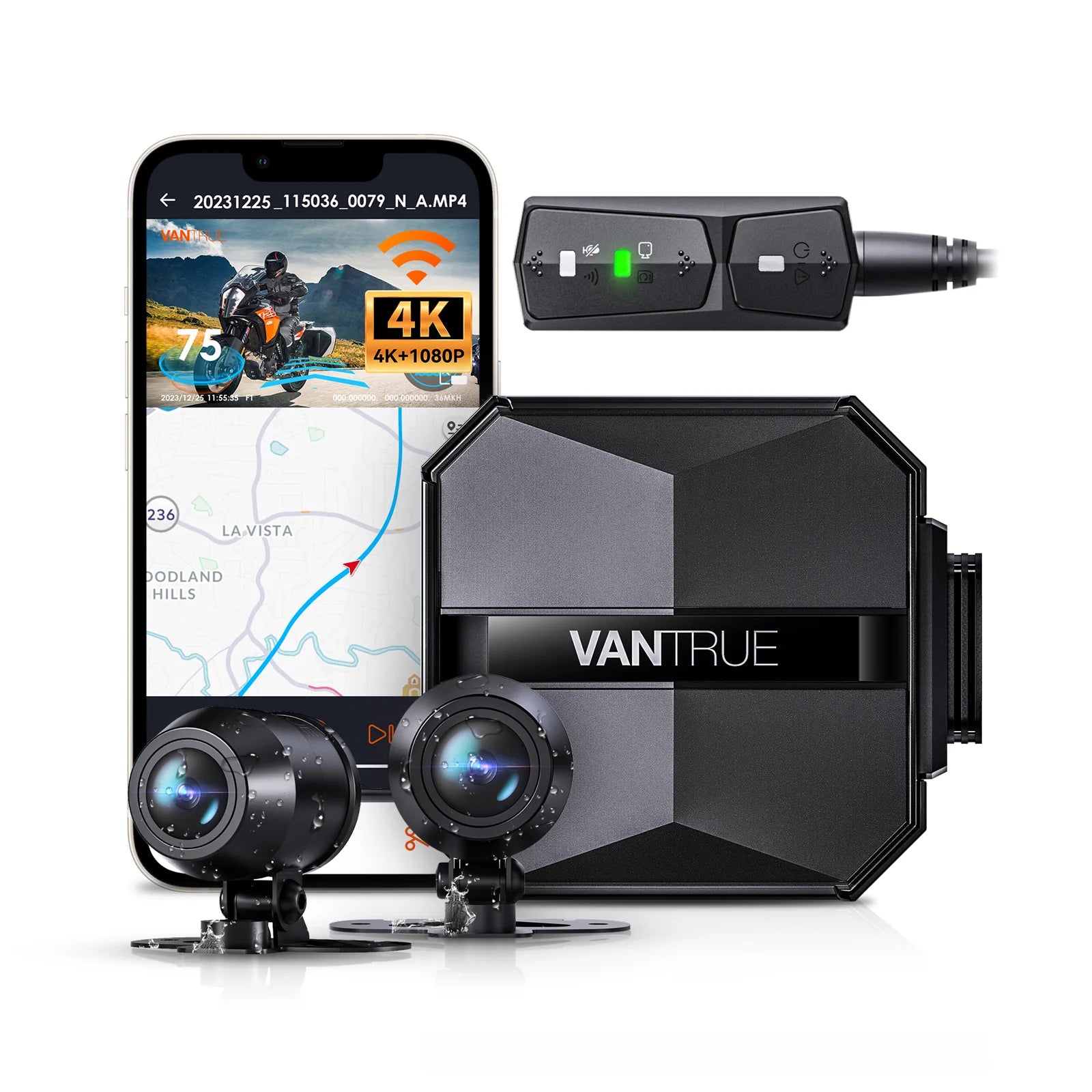 Vantrue Falcon F1 2-CH Front+Rear Dash Cam – 4K+1080P Wi-Fi GPS