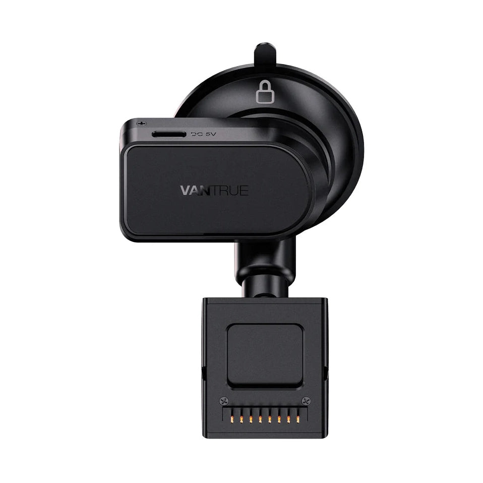 Black Vantrue Type-C GPS mount showing gold contacts and lock mechanism