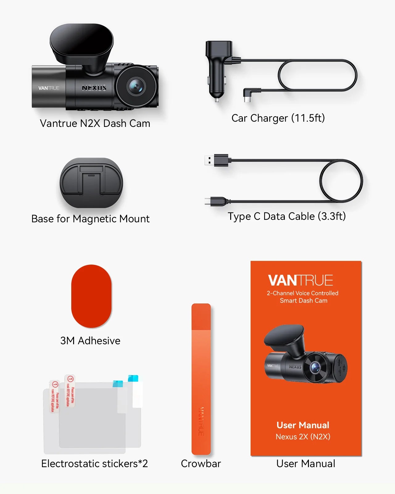 Vantrue N2X 2-CH Front+Cabin Dash Cam - 2.7K, STARVIS 2