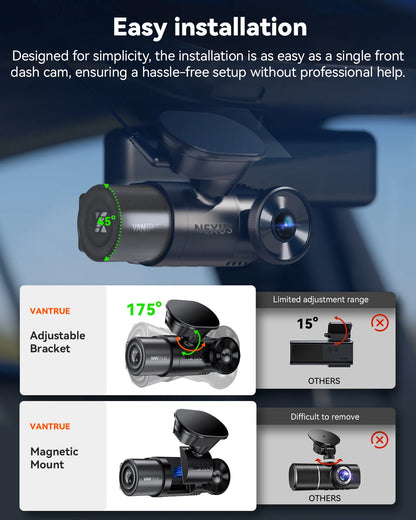 Vantrue N2X 2-CH Front+Cabin Dash Cam - 2.7K, STARVIS 2