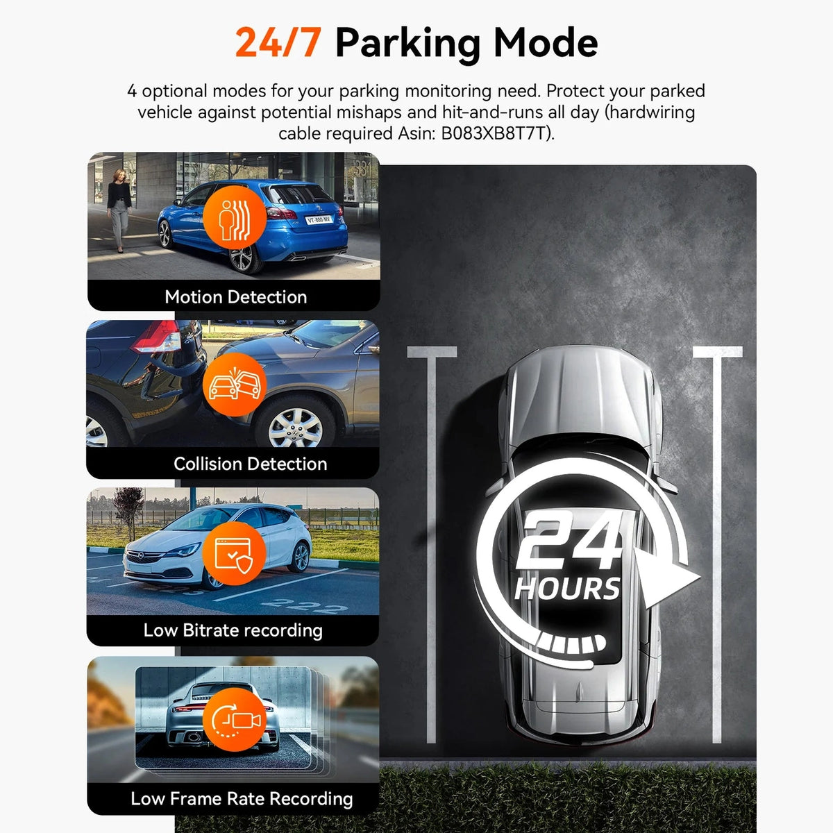 Vantrue N2X 24/7 parking mode features motion and collision detection