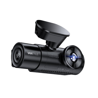 Vantrue N4 Pro dash cam mounted on suction cup with ventilation slots