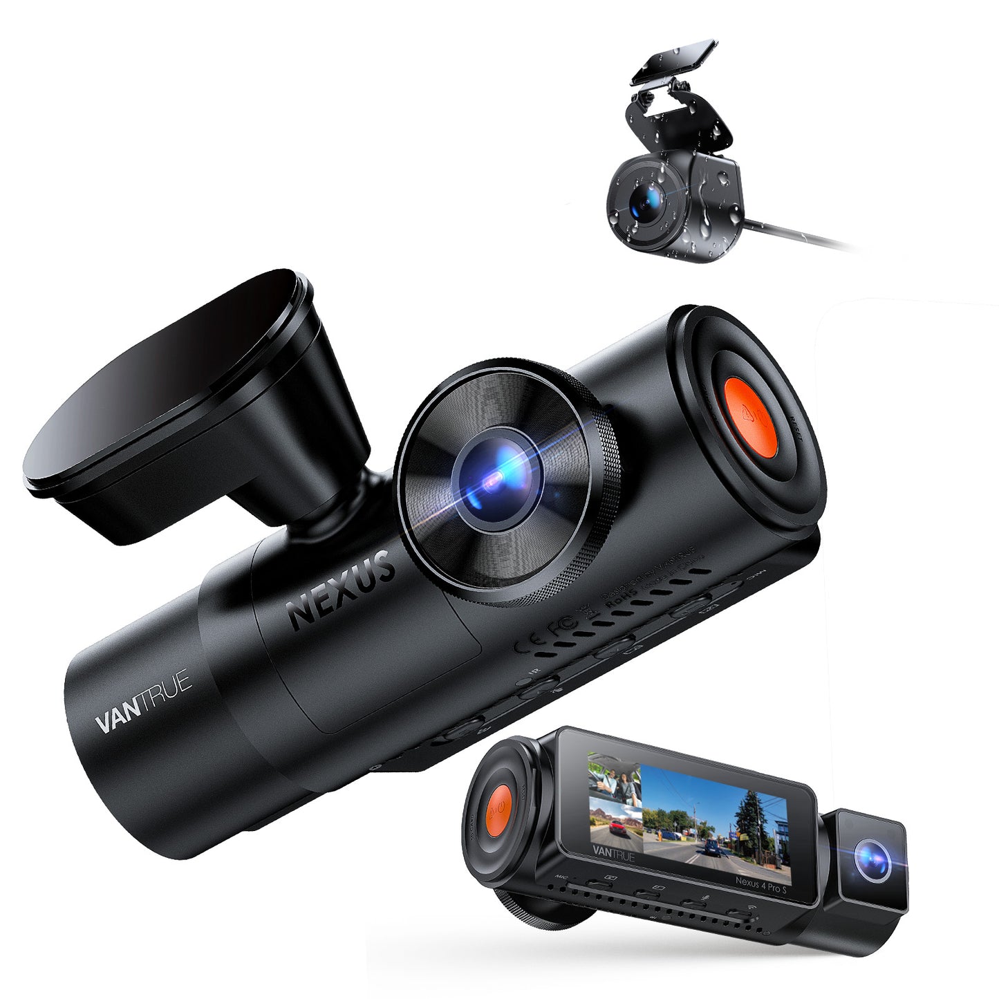 Vantrue Nexus 4 Pro S | 3-CH 4K Dash Cam - Triple STARVIS 2 Sensors