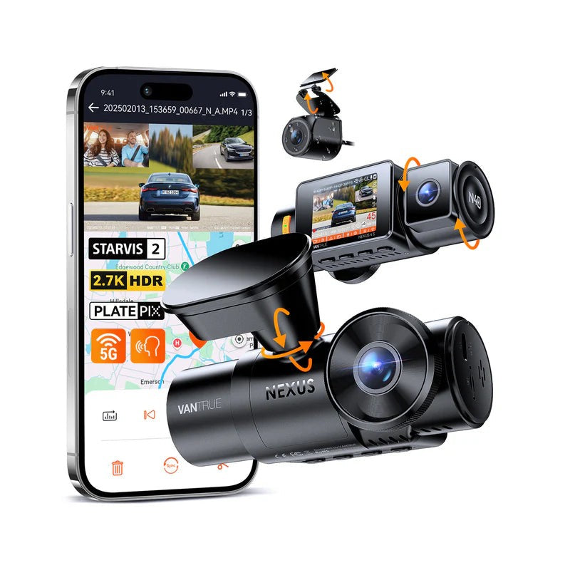 Vantrue Nexus 4S N4S 3-CH Front + Rear + Cabin Dash Cam - 2.7K HDR Triple STARVIS 2