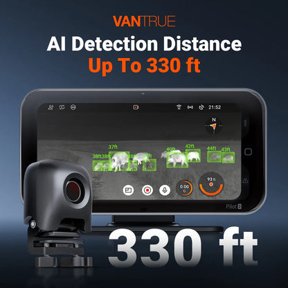 Vantrue Pilot 2 thermal camera with AI detection highlighting heat signatures up to 330 feet