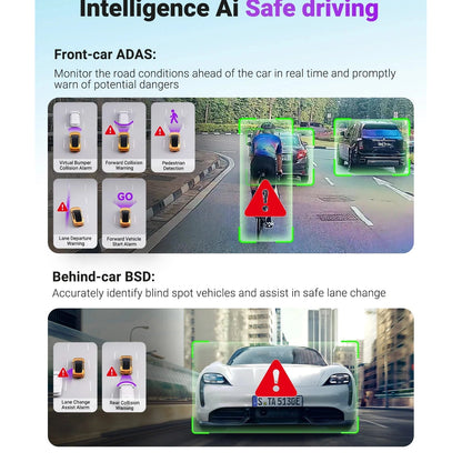 Vantrue S1 Pro Max ADAS features including virtual bumper collision alarm and pedestrian detection