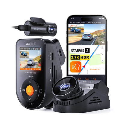 Vantrue Sonnet 1 Pro 2-CH Front + Rear - 2.7K + 1080P HDR, STARVIS 2 Cloud-Ready