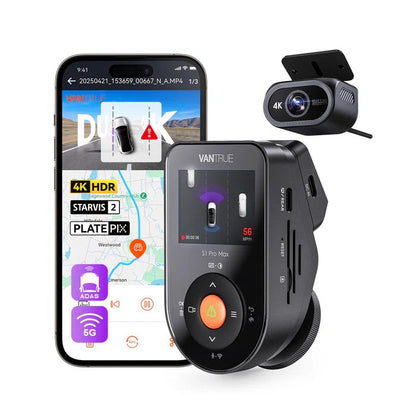 Vantrue Sonnet 1 Pro Max S1 Pro Max 2-CH Front+Rear Dash Cam - Dual 4K HDR STARVIS 2