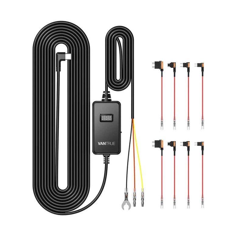 Vantrue VP05 USB-C hardwire kit with voltage display screen and 3-level protection