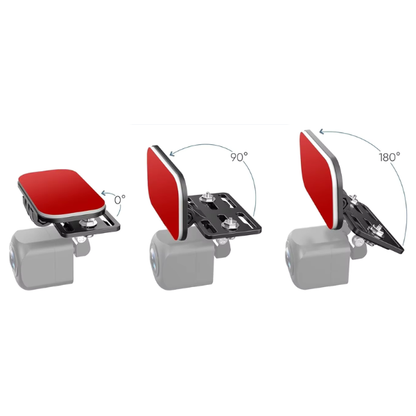 Instructional graphic showing hinge articulation angles for mount