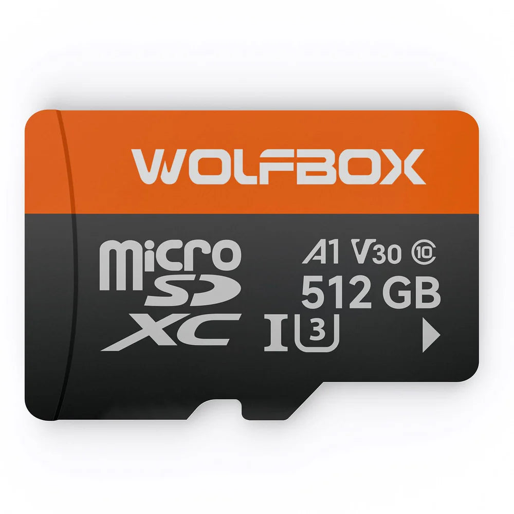 WOLFBOX 512GB MicroSD Card - U3 V30 100MB/s for Dash Cams