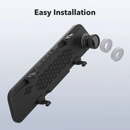 Black WOLFBOX G840S dash cam with easy installation ports and accessories