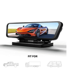 WOLFBOX console bracket holding dash cam with graphic showing fit for trucks and vans