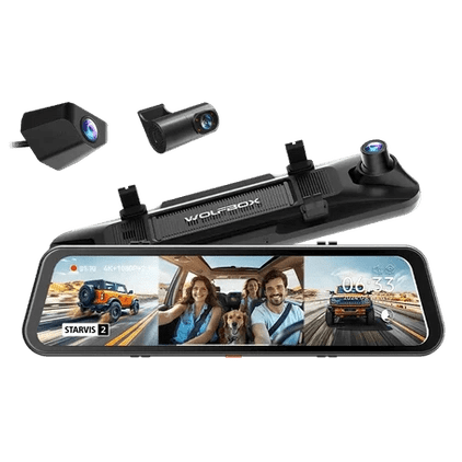 WOLFBOX G900 TriPro 3-CH Front+Rear+Cabin - 4K + 2.5K + 1080P Starvis 2 256GB Inc.