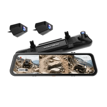 WOLFBOX G900 TriPro 12-inch mirror dash cam with 4K front, 2.5K rear and bumper camera for off-road driving