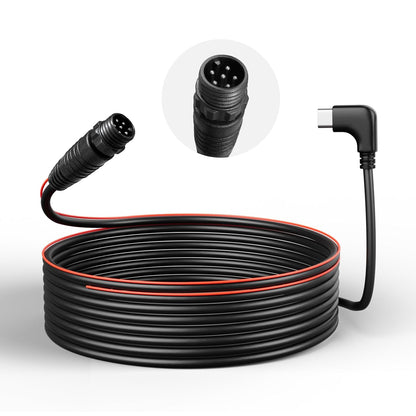 WOLFBOX V2 10m waterproof rear camera cable with threaded 6-pin plug