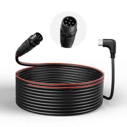 WOLFBOX V2 15m waterproof rear camera cable with threaded 6-pin plug