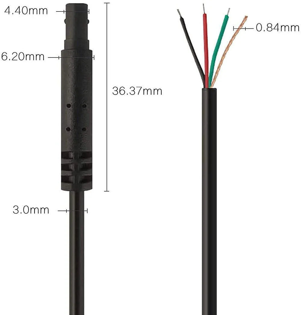 Technical diagram of WOLFBOX G900 TriPro 4-pin connector internal wiring and dimensions