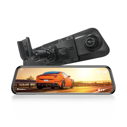 WOLFBOX G900 series mirror dash cam with sunset display and brushed metal finish