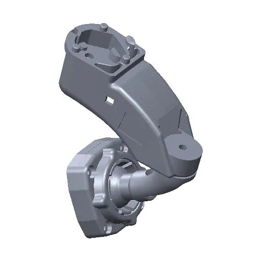 Gray plastic WOLFBOX mirror mount detail with screw holes and arm