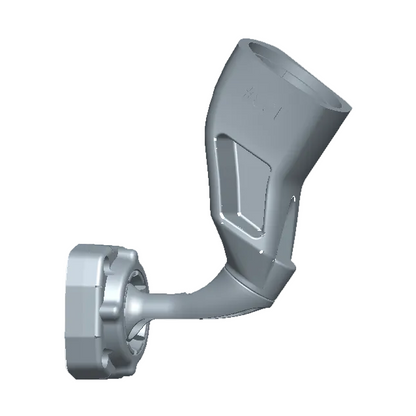 Gray mirror mount bracket with wide opening and embossed M-01 marking