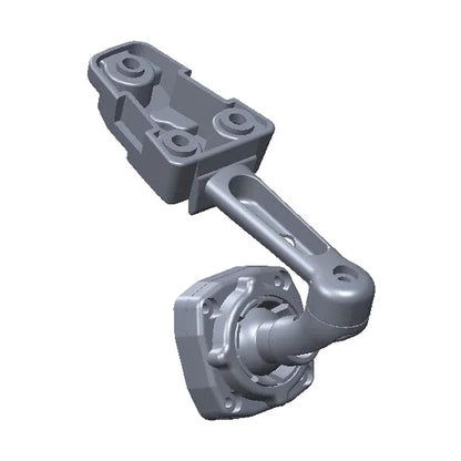 Gray articulated dash cam mirror mount bracket for WOLFBOX TriPro showing structural flexibility and mounting geometry