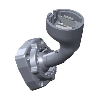 Mirror mount housing with visible internal metal components and plastic retainers