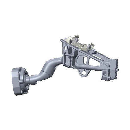 Mirror mount bracket with complex upper assembly and beige plastic fasteners