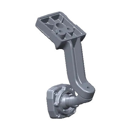 Gray S-shaped flexible arm mirror mount bracket with multiple protrusions and central opening