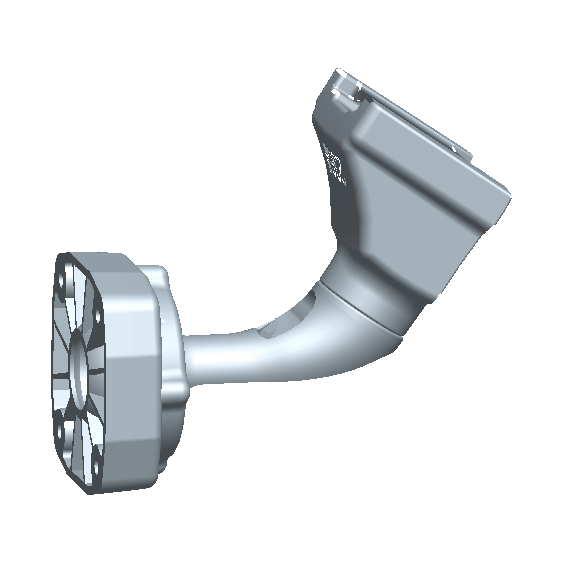 Rear perspective of WOLFBOX OEM mirror bracket highlighting internal ribs and mounting points