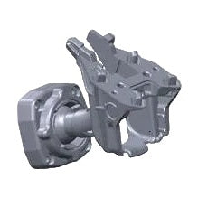 Side view of gray factory-fit dash cam mirror bracket with four mounting points and alignment tabs