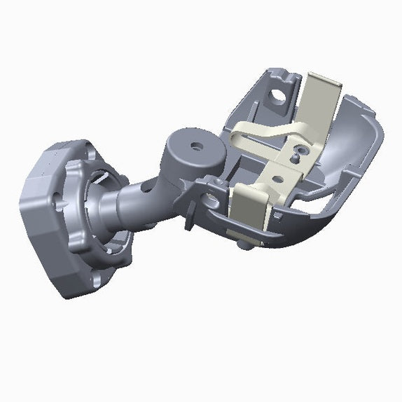 Internal metal retention clips of grey plastic mirror mount assembly