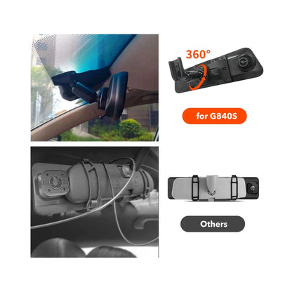 WOLFBOX OEM bracket vs elastic strap mount comparison for G840S dash cam